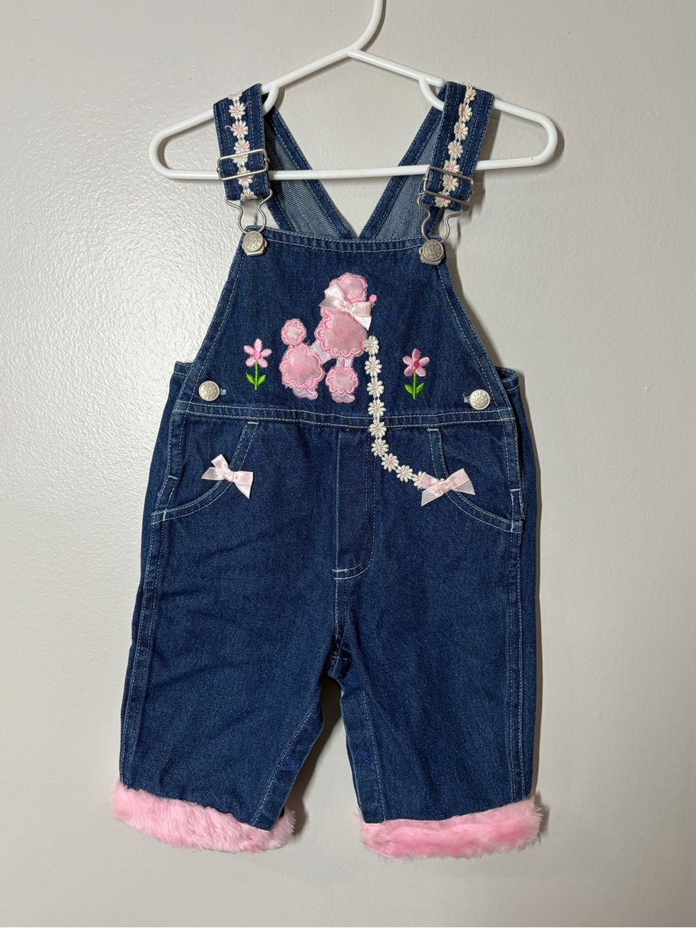 Vintage Denim Kids Overalls with Pink Trim size 3-6 months